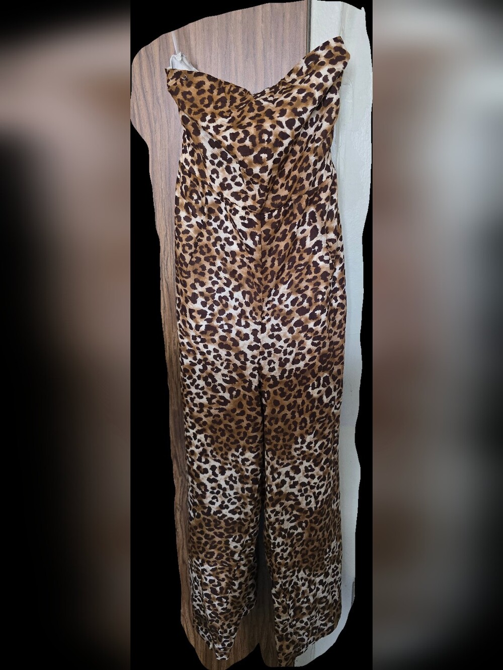 American Eagle Outfitters Leopard Print Strapless Jumpsuit - Brown/Black